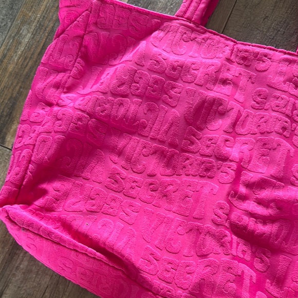 Victorias Secret Terrycloth Pink Tote Bag - Picture 2 of 4